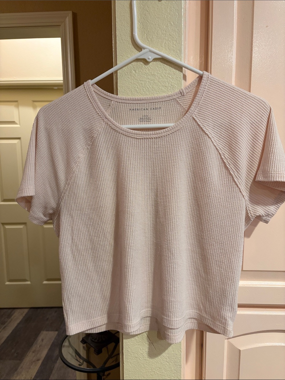 American Eagle Outfitters cream Waffle Crop Top